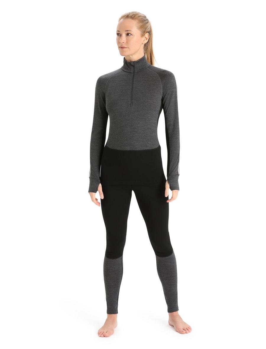 Icebreaker 260 ZoneKnit™ Merino Long Sleeve Half Zip Női Base Layers Fekete | HU 1880TCEV